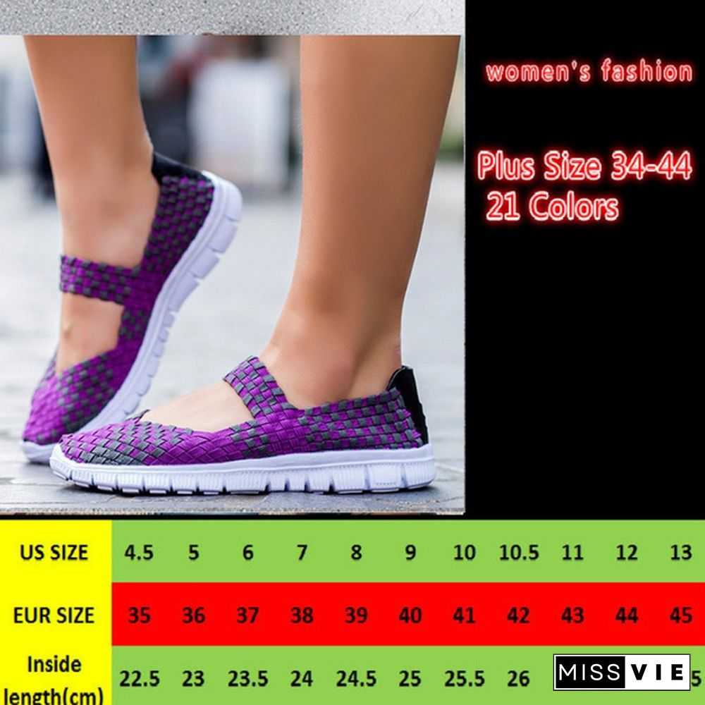 8 Colors Women's Slip On Running Shoes Casual Breathable Mesh Fabric Sneaker Flat Sandals