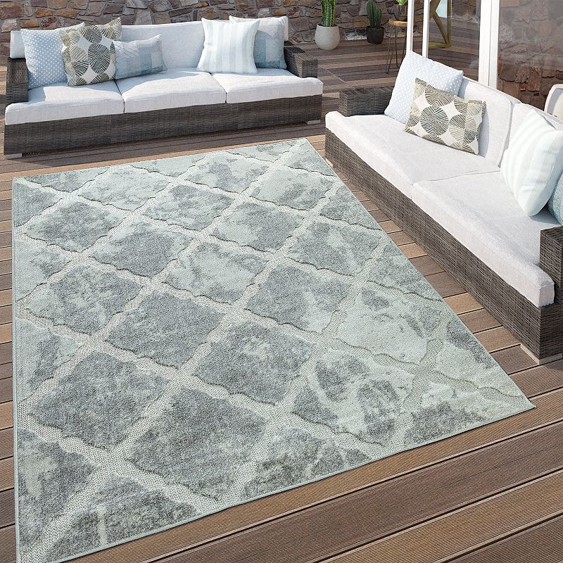 In- and Outdoor Rug Moroccan Style with Diamond Pattern in Light-Grey