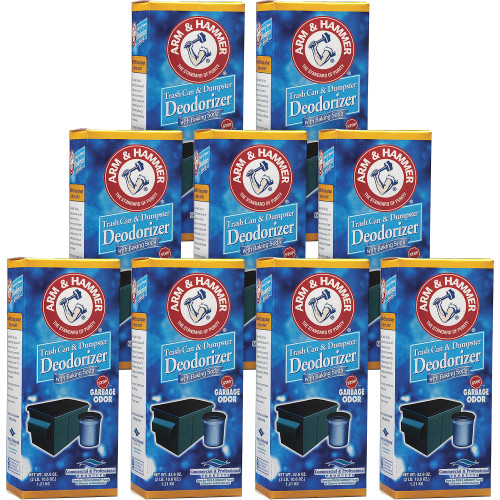 Arm and Hammer Trash Can and Dumpster Deodorizer with Baking Soda， Sprinkle Top， Original， Powder， 42.6 oz Box， 9/Carton (3320084116CT)