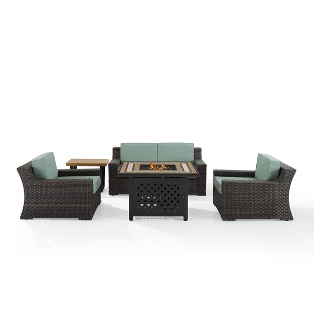 Beaufort 5 Pc Outdoor Wicker Conversation Set Crosley