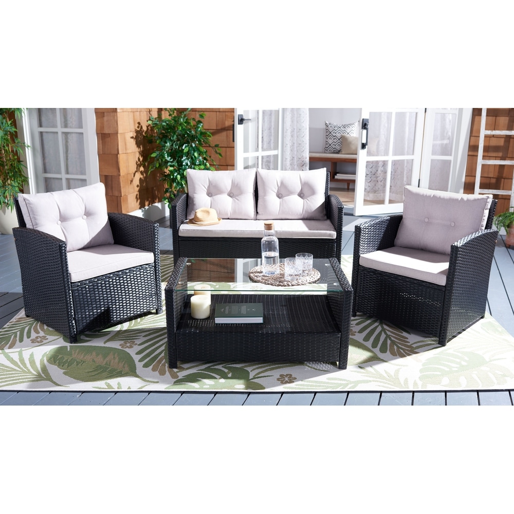 SAFAVIEH Outdoor Vellor 4 Piece Conversation Patio Set.