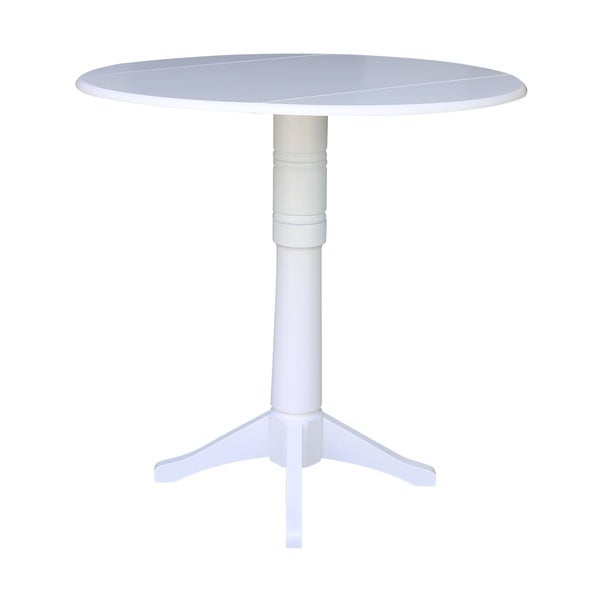 42 in Round Top Dual Drop Leaf Pedestal Table - White