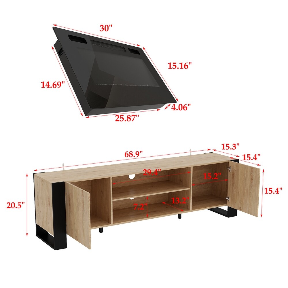 Entertainment Center with Fireplace Option:2 Flame Modes1500W 68.9\