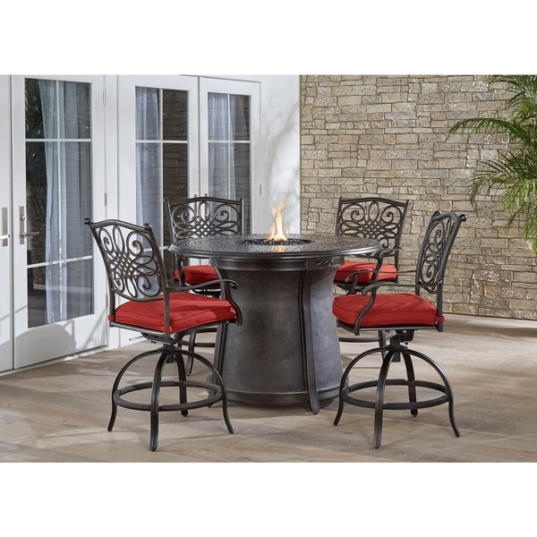 Hanover Traditions 5pc. Barheight Fire Pit Dining Set