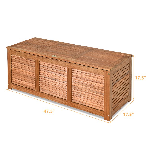 Costway 47 Gallon Deck Storage Acacia Wood Organization Toys Cushions Tools