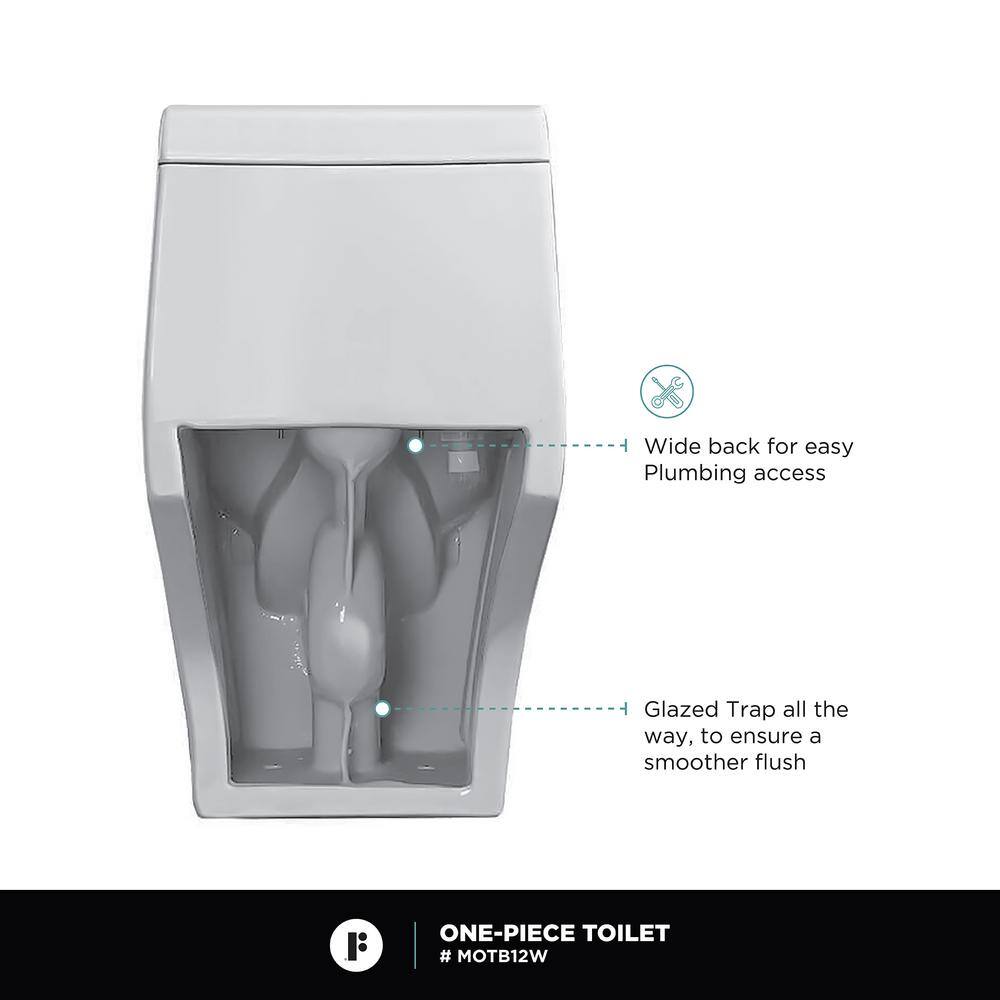 FINE FIXTURES Atlantis 12 in. Rough-In 1-Piece 11.6 GPF Dual Flush Elongated Toilet in White Seat Included MOTB12W