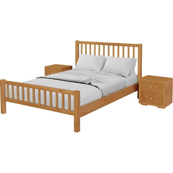 Hampton Wooden Platform Bed with 2 Nightstands - - 37666287