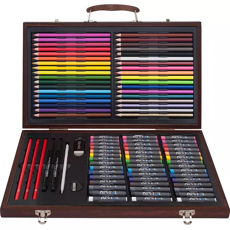 Art 101 Draw and Color 106 Piece Art Set in a Wood Carrying Case