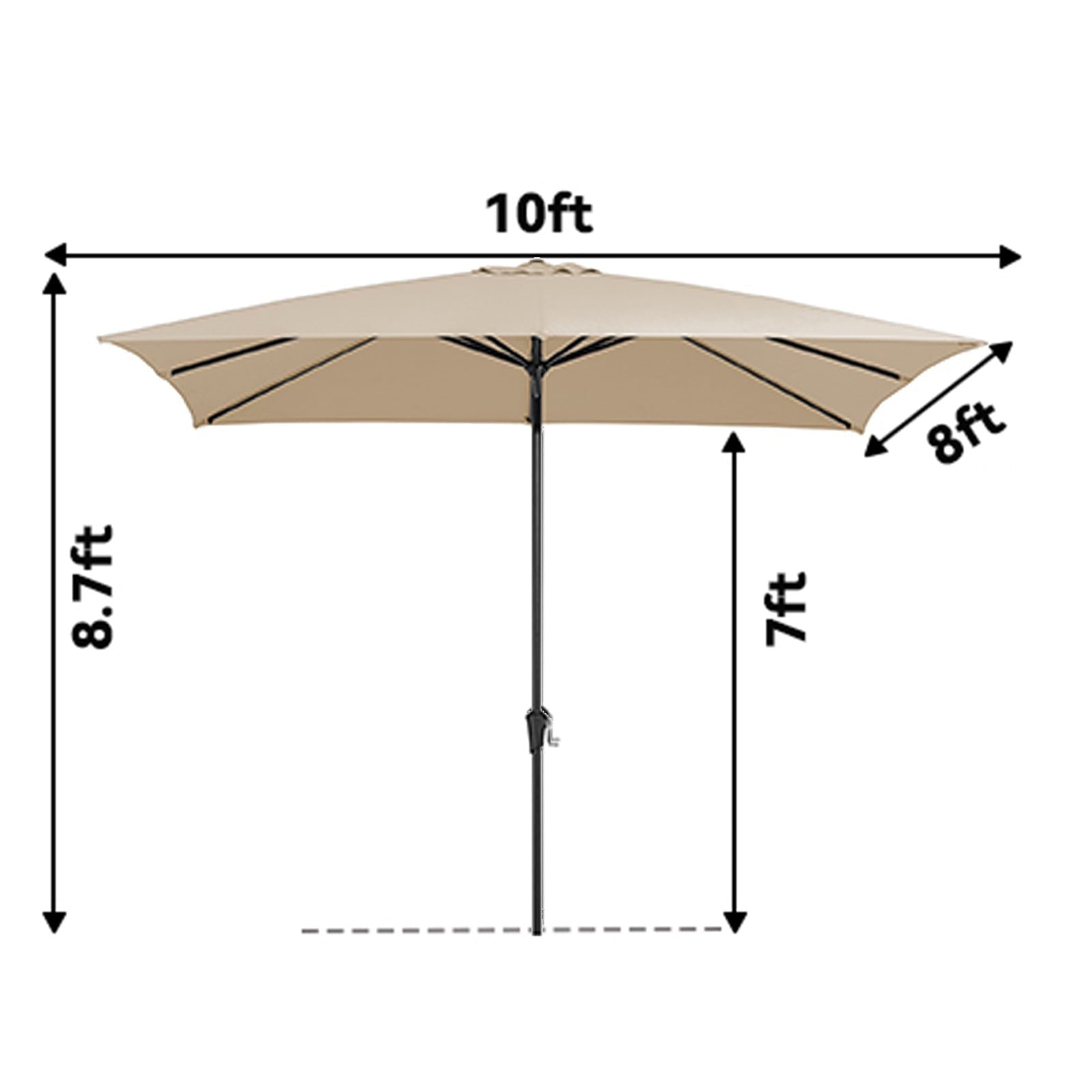 Serwall 8 x 10 ft Outdoor Rectangular Patio Market Umbrella, Beige