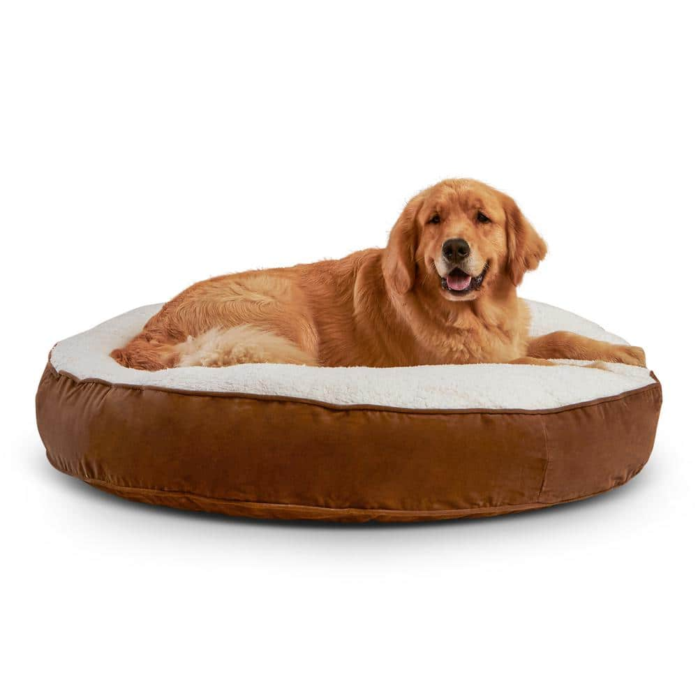 Happy Hounds Scout Deluxe Round Large Latte Sherpa Dog Bed DB250L-LATTE/BIRCH