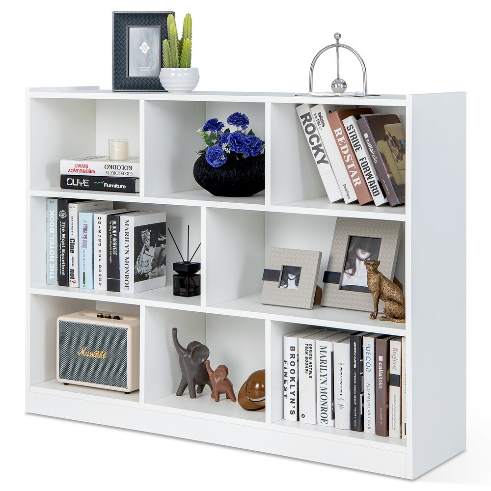 Costway 3 tier Open Bookcase 8 Cube Floor Standing Storage Shelves   48'' x 12.5'' x 36.5''