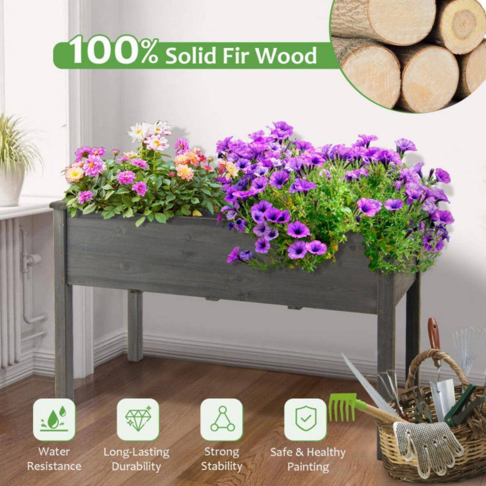 Afoxsos 23.5 in. W  x 49.5 in. L x 30 in. H Grey Cedar Raised Vegetable Garden Bed Elevated Grow Vegetable Planter HDDB1421