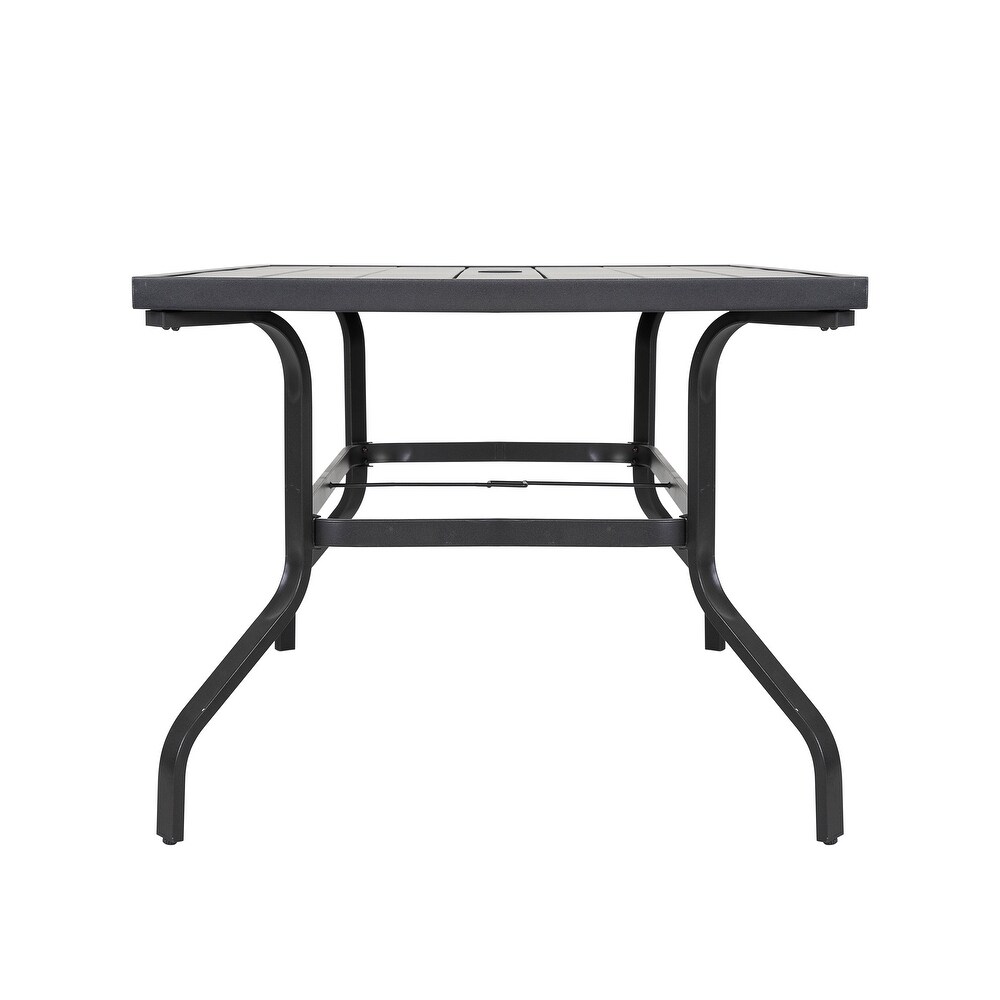 Outdoor Rectangle Powder coated Iron Dining Table with 1.57'' Umbrella Hole   N/A