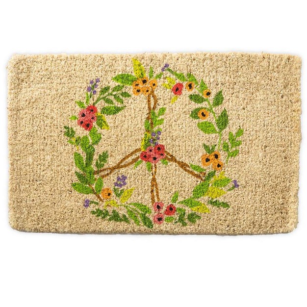 Vivaterra Floral Peace Sign Coir Mat