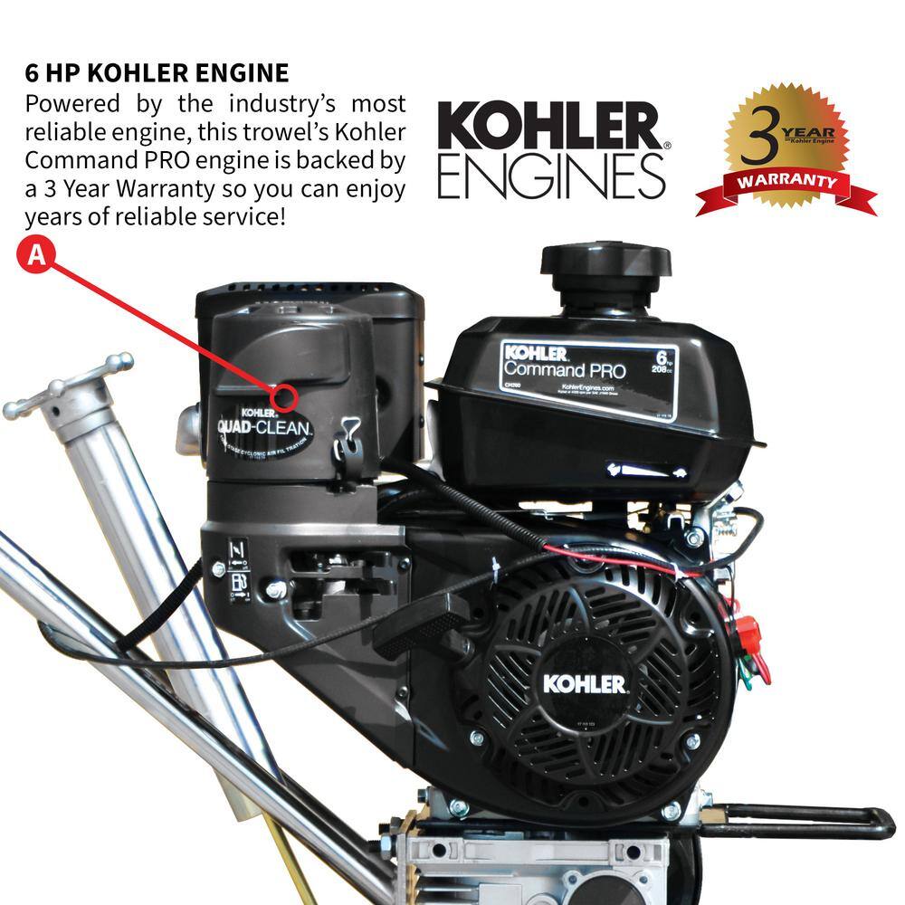 Tomahawk Power 24 in. Concrete Finishing Kohler Walk Behind Edging Power Trowel with 6HP CH260 Kohler Engine JXPT24K