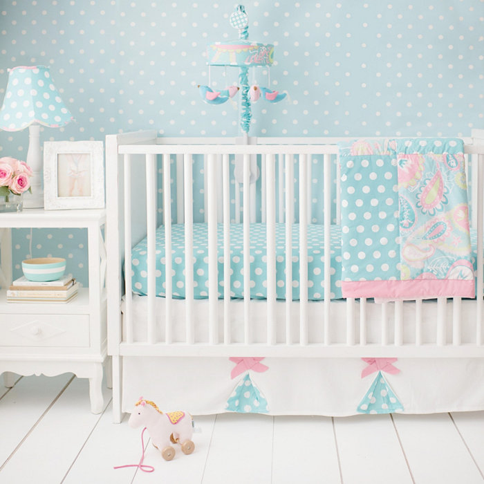 My Baby Sam Pixie Baby in Aqua 3pc Crib Set