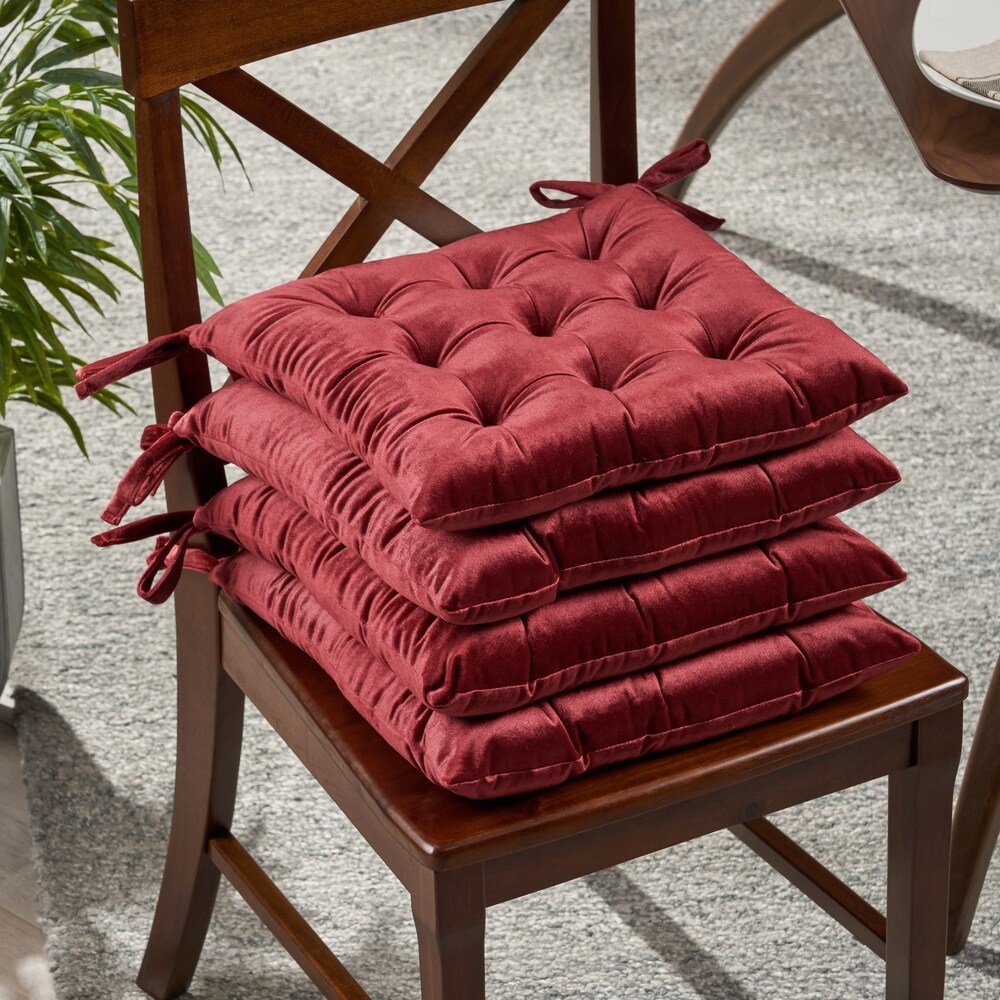 Foxhall Tufted Velvet Dining Chair Cushions (Set of 4) by Christopher Knight Home