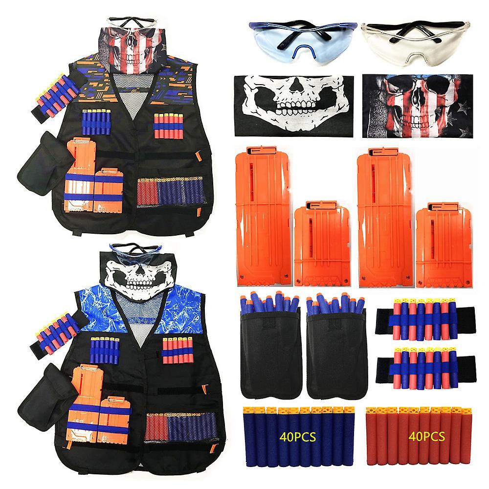 Born Pretty Kids Tactical Vest Kit For Nerf Guns Series With Refill Darts Reload Clips Mask Wrist Band And Protective Glasses Outdoor Toys