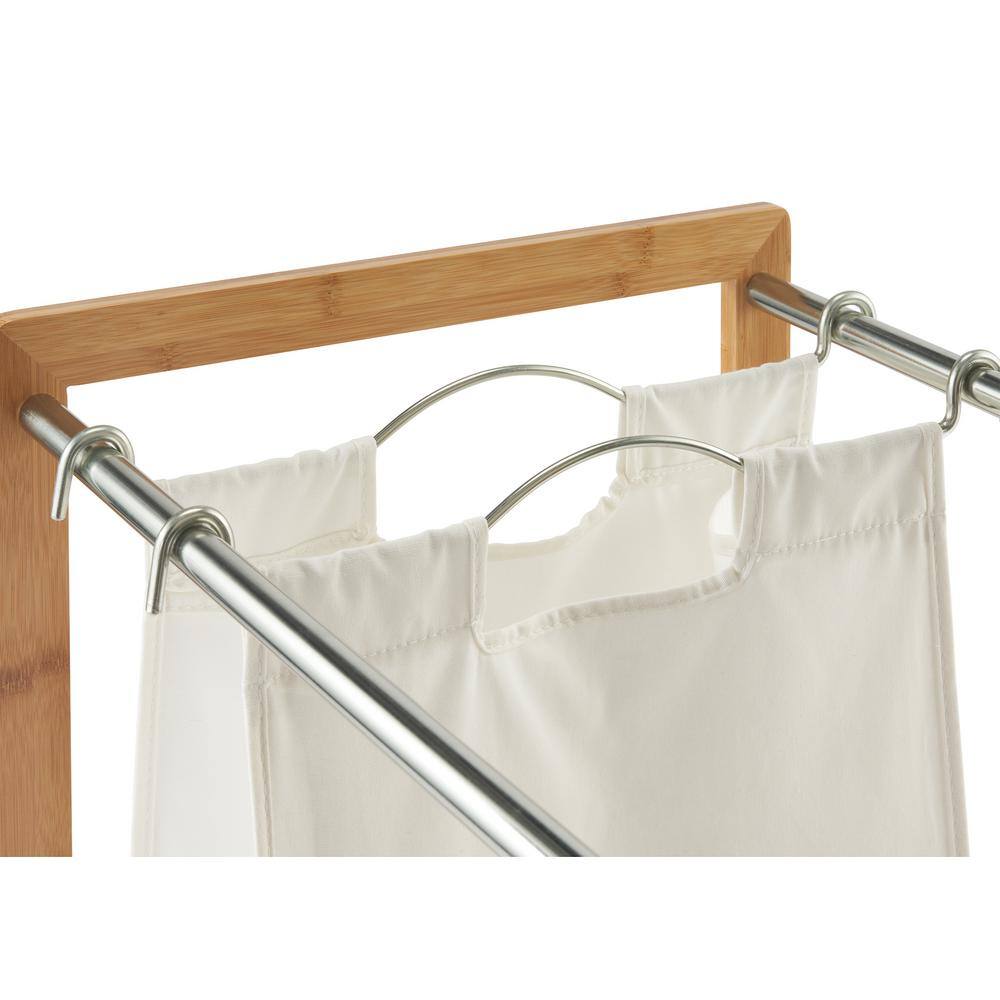 TRINITY EcoStorage 3-Bag Rolling Bamboo Laundry Cart TBFZ-2102