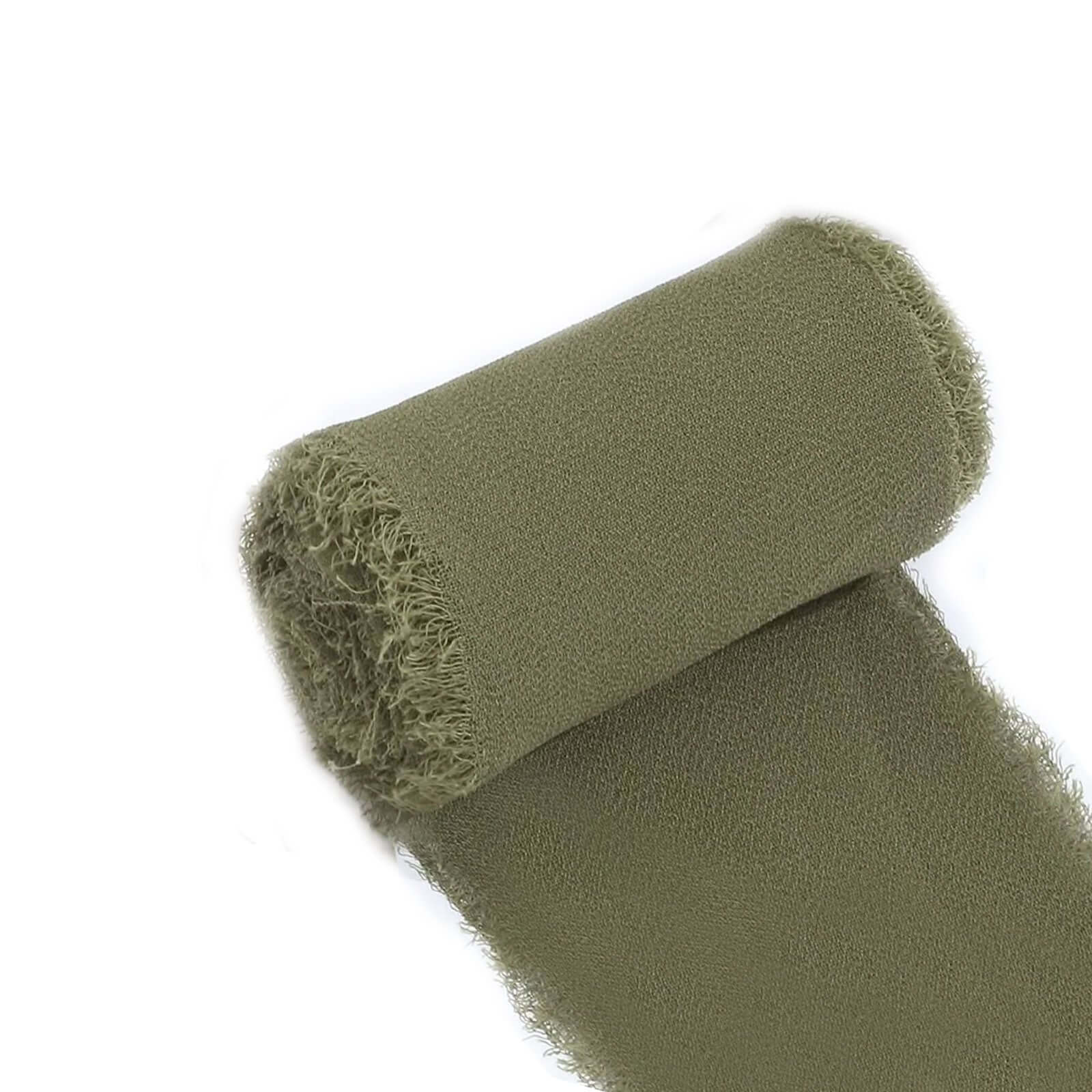 2 Pack Dusty Sage Green Silk-Like Chiffon Linen Ribbon Roll For Bouquets, Wedding Invitations Gift Wrapping 6yd