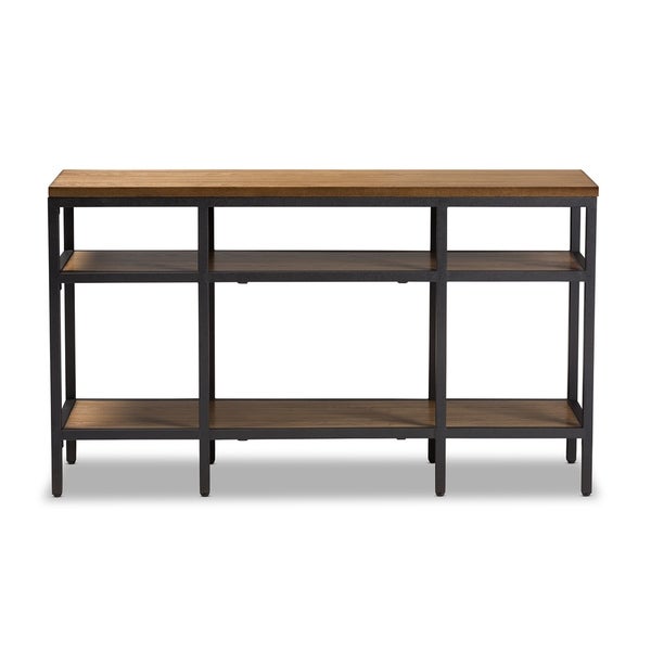 Rustic Brown and Black Console Table by Baxton Studio