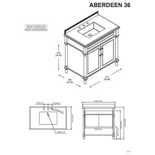 Home Decorators Collection Aberdeen 36 in. W x 22 in. D x 34.5 in. H Bath Vanity in White with White Carrara Marble Top 8103600410