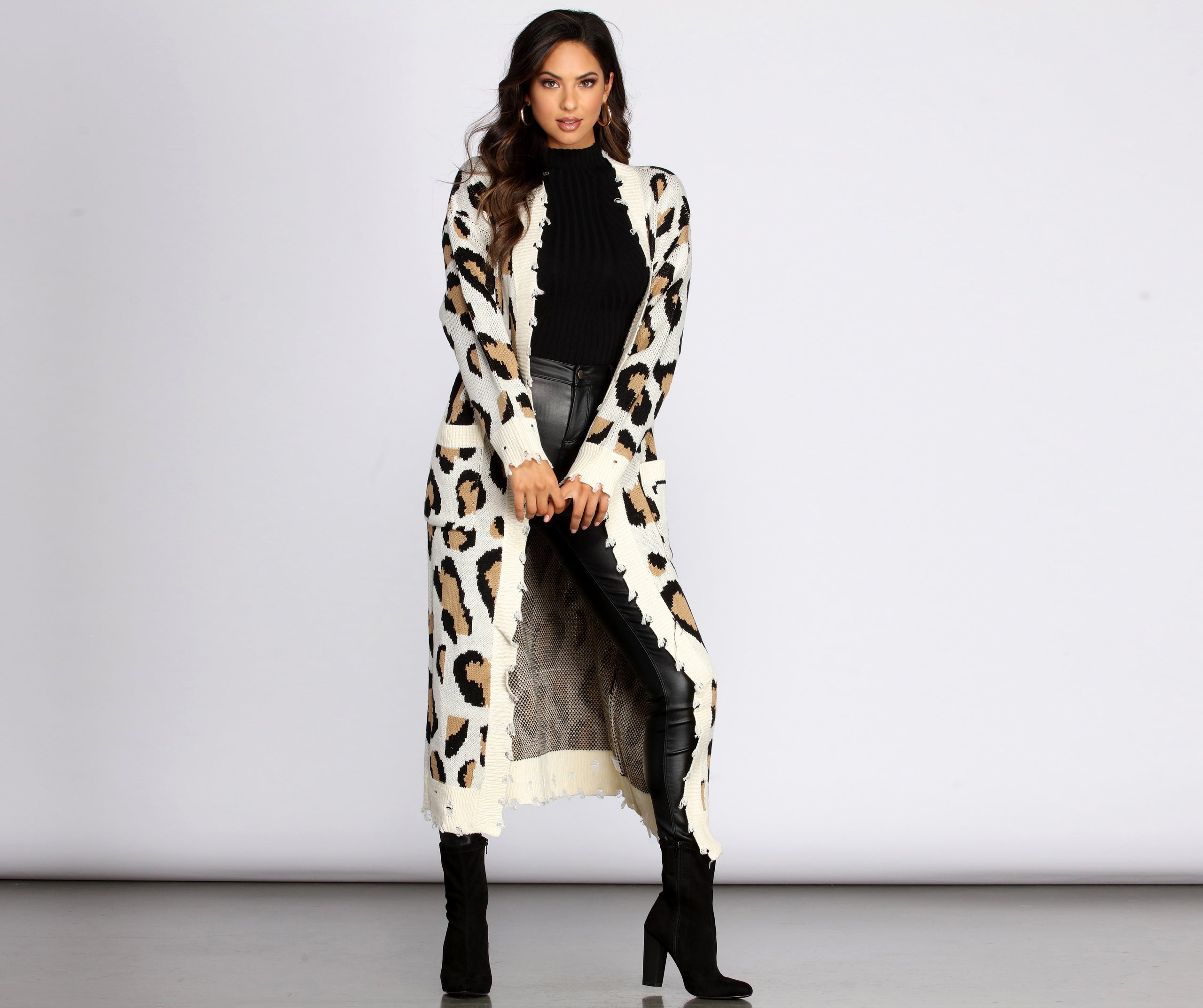 Distressed Leopard Print Duster