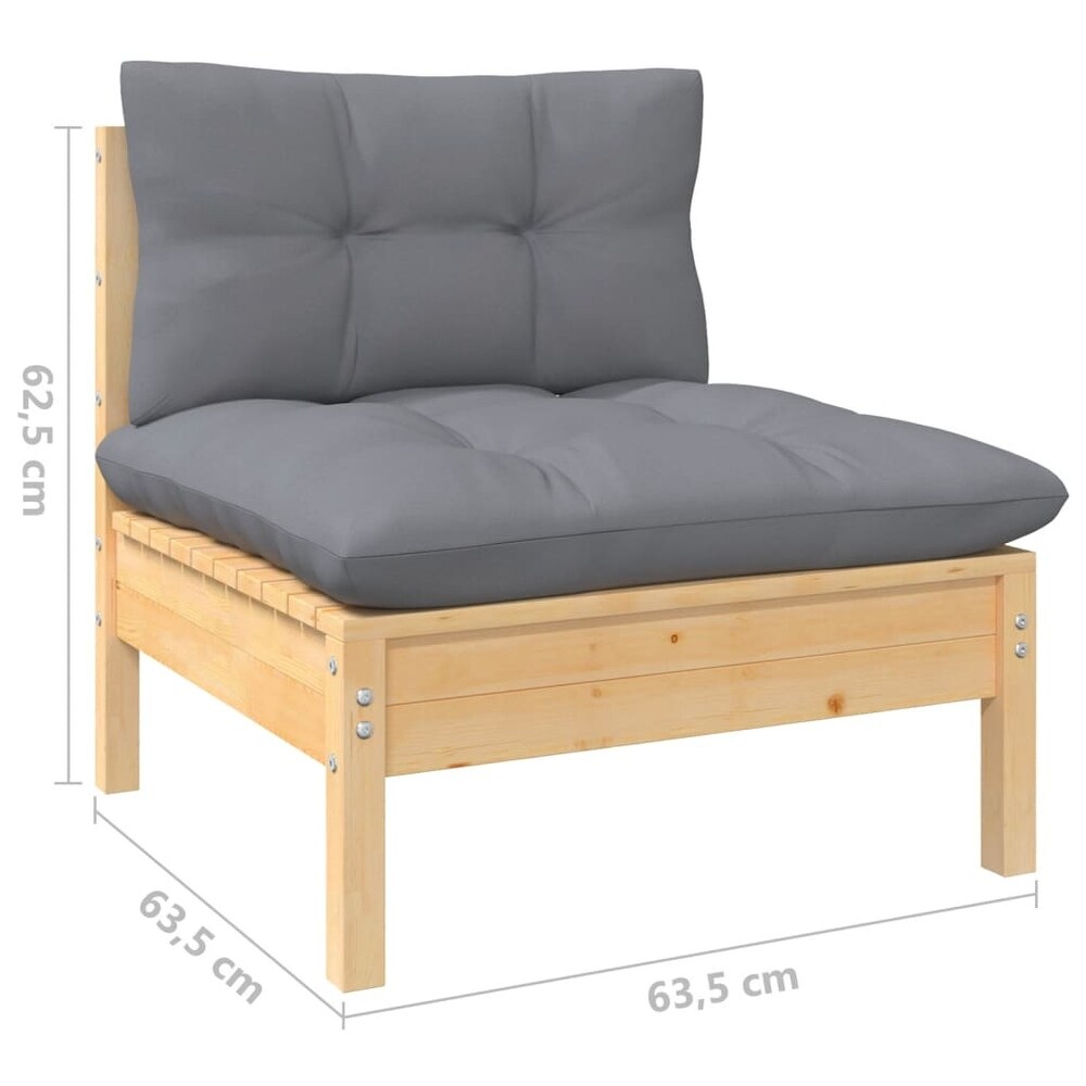 vidaXL Solid Pinewood Patio Lounge Set 8 Piece with Cushions Multi Colors