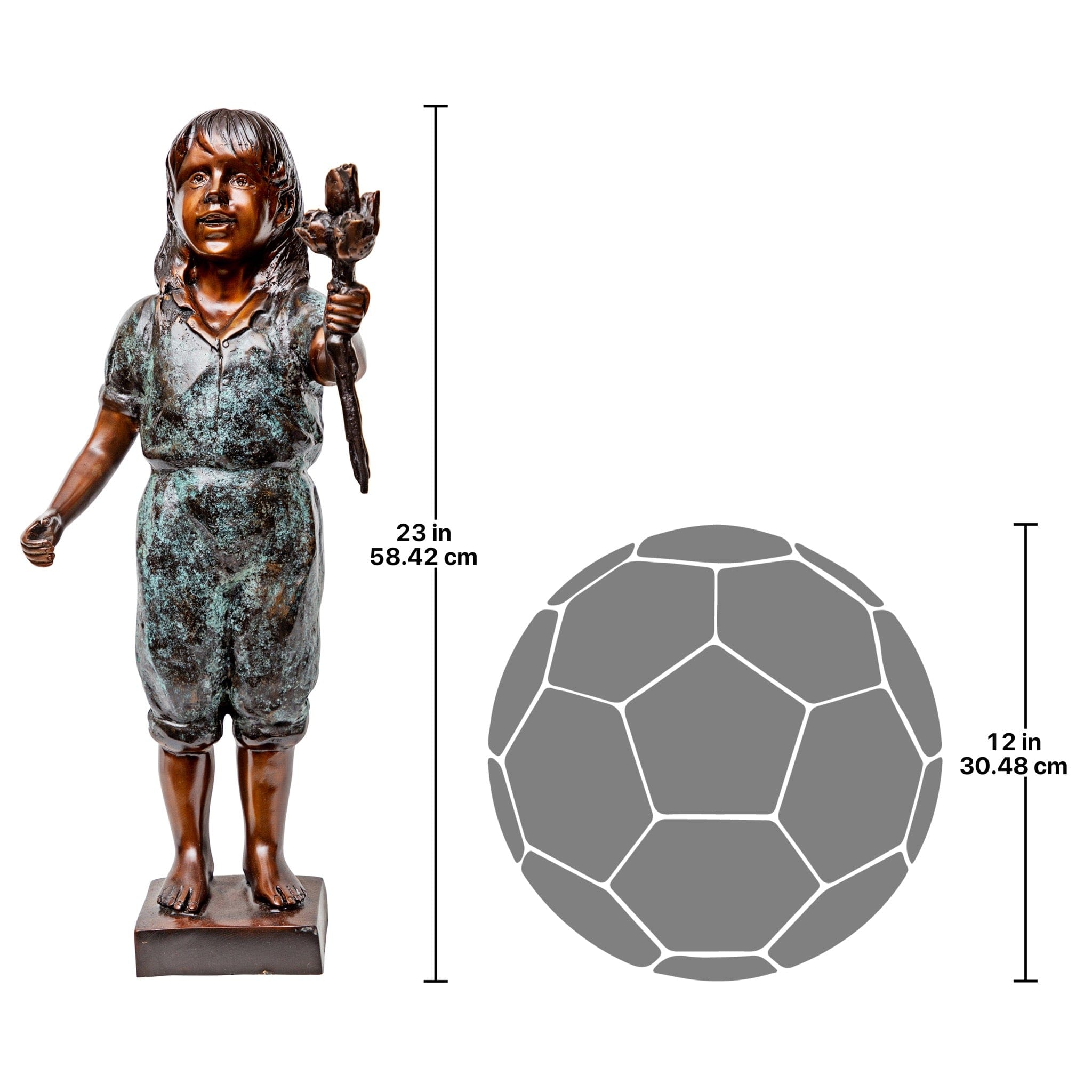 Olivia's Roses, Flower Girl Cast Bronze Garden Statue by Design Toscano