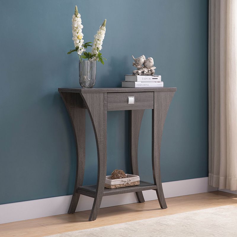 FC Design Distressed Grey Console with Bottom Shelf and Drawer