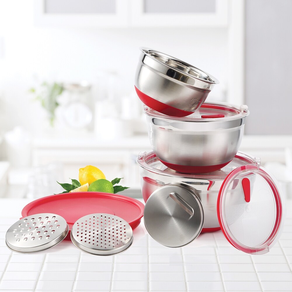 Gourmet Edge   Stainless Steel Mixing Bowls w/ See through Air tight Lids