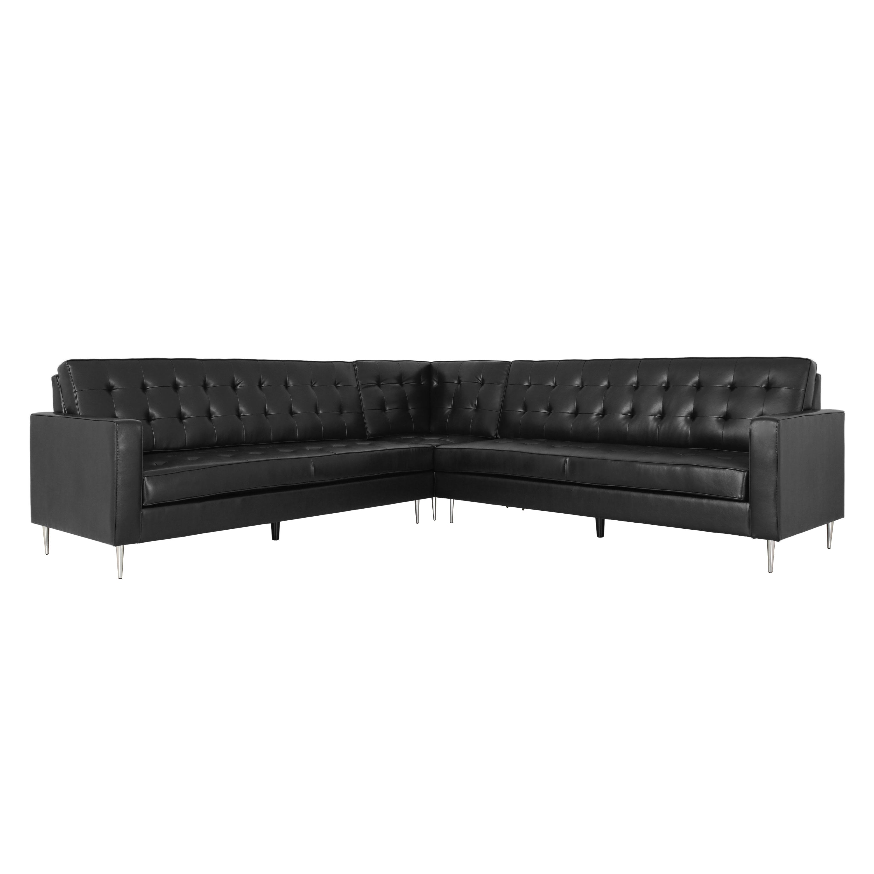 Goliath Contemporary Faux Leather Tufted 5 Seater Sectional Sofa Set