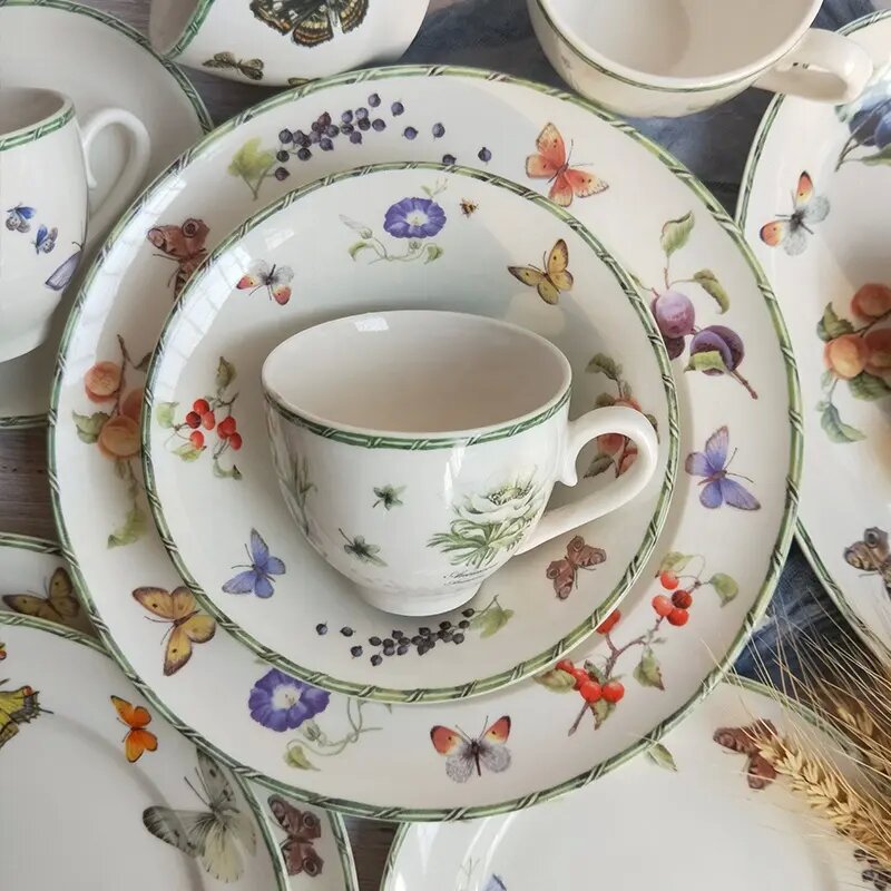 12 pieces butterfly ceramic tableware coffee set