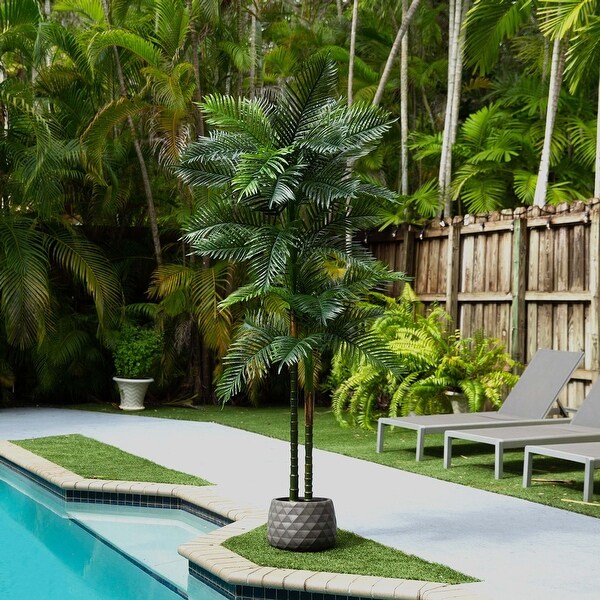 8' UV Resistant Double Robellini Palm Tree (Indoor/Outdoor)