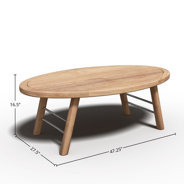 Daniele Outdoor Teak Oval Coffee Table