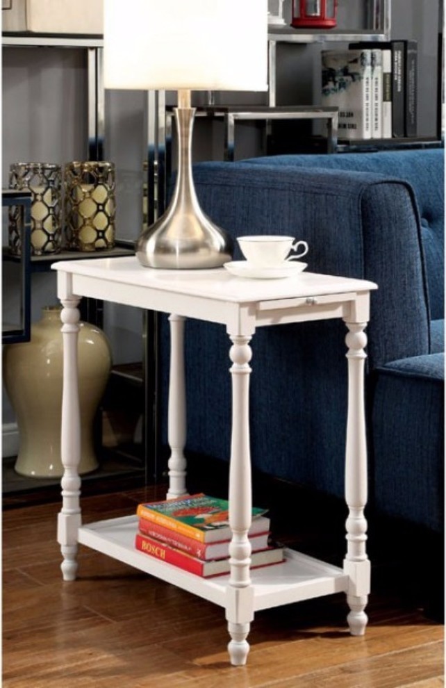 Benzara BM123167 Deering Transitional Side Table  White Finish   Traditional   Side Tables And End Tables   by BuyDBest  Houzz