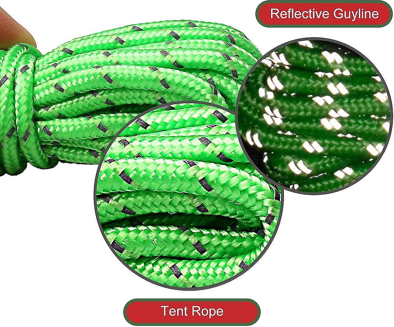 8 Pack Tent Guy Ropes， Light-weight Tent Guide Lines Cord With Tensioners Adjust