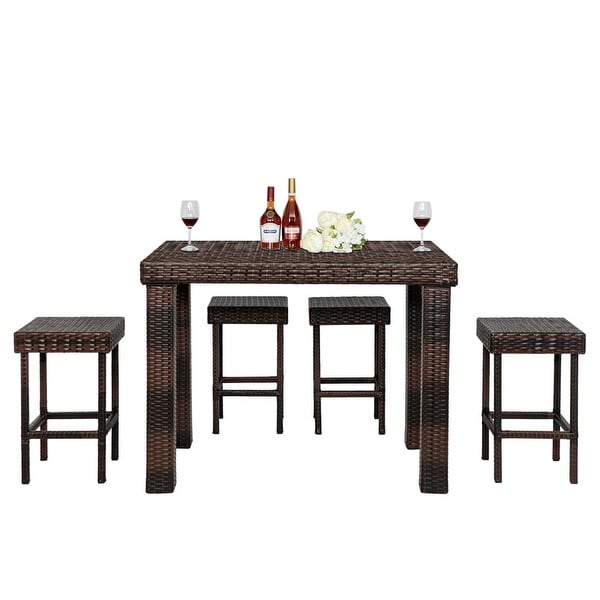 Outdoor 5Piece Resin Wicker Bar Dining Set