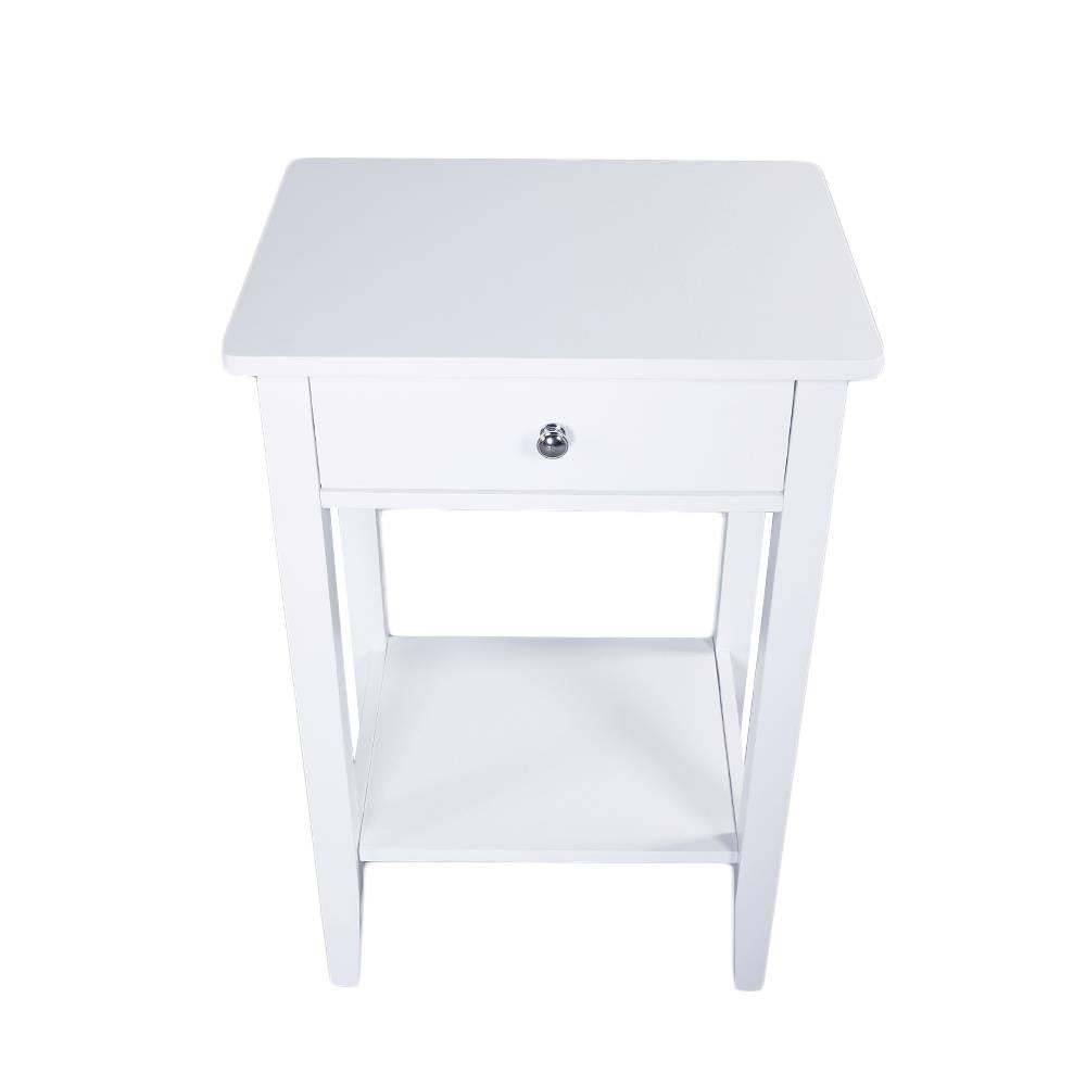 Ktaxon 2-Tier Nightstand with Storage Drawer, Sofa Table End Table for Bedroom, White