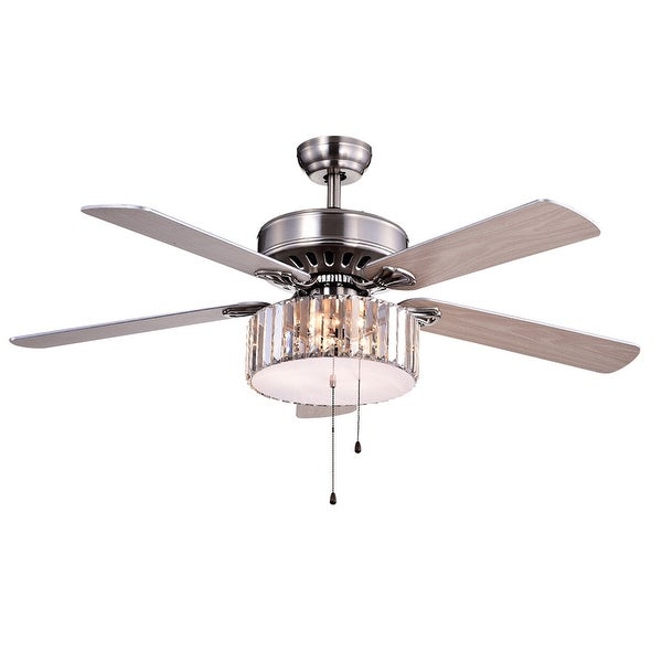 Kimalex  Lighted Ceiling Fan with Wood Nickel Crystal Shade (optional Remote) Shopping - The Best Deals on Ceiling Fans | 39420682