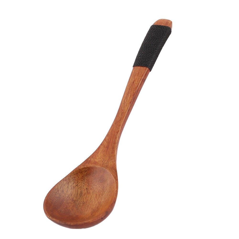 Kitchen Utensil Wood Soup Porridge Rice Serving Spoon Scoop Brown 19cm Length