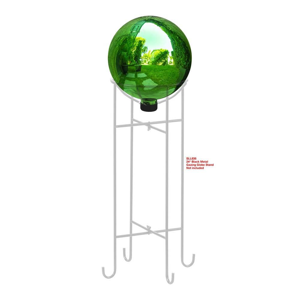 Alpine Corporation 10 in. Dia Indoor/Outdoor Glass Gazing Globe Festive Yard Decor, Green GLB292GN