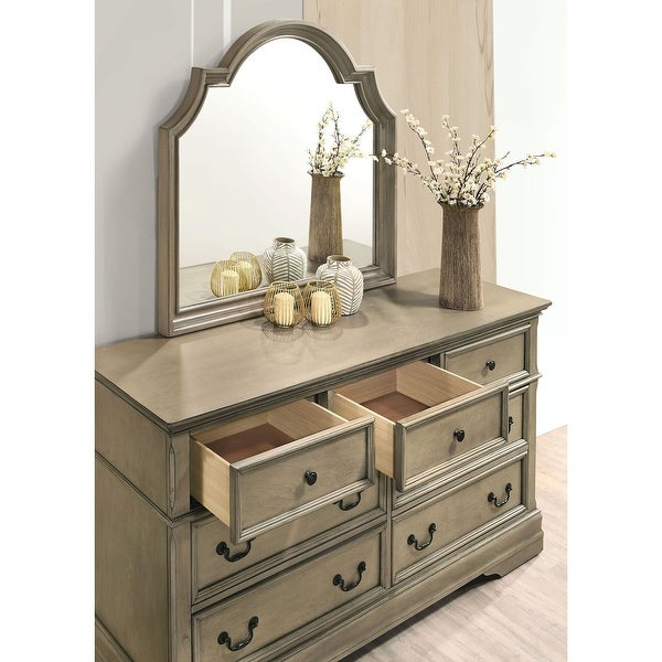 Furniture of America Aalia Antique Warm Grey 7-Drawer Dresser Mirror - - 35633883