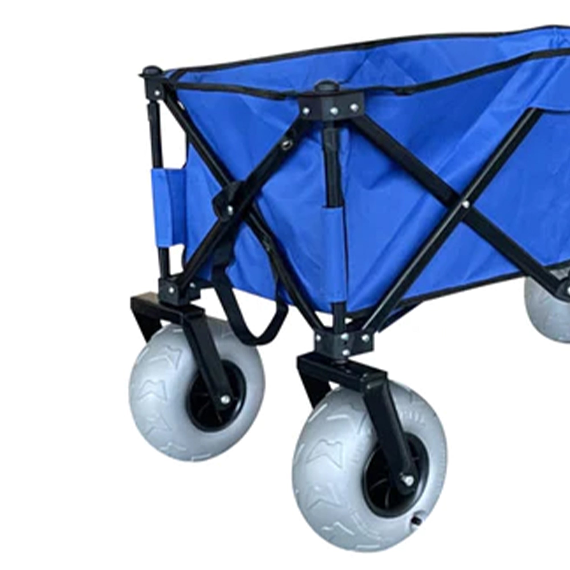 Juggernaut Carts Plastic Folding Beach Utility Wagon with Cover Bag, Blue