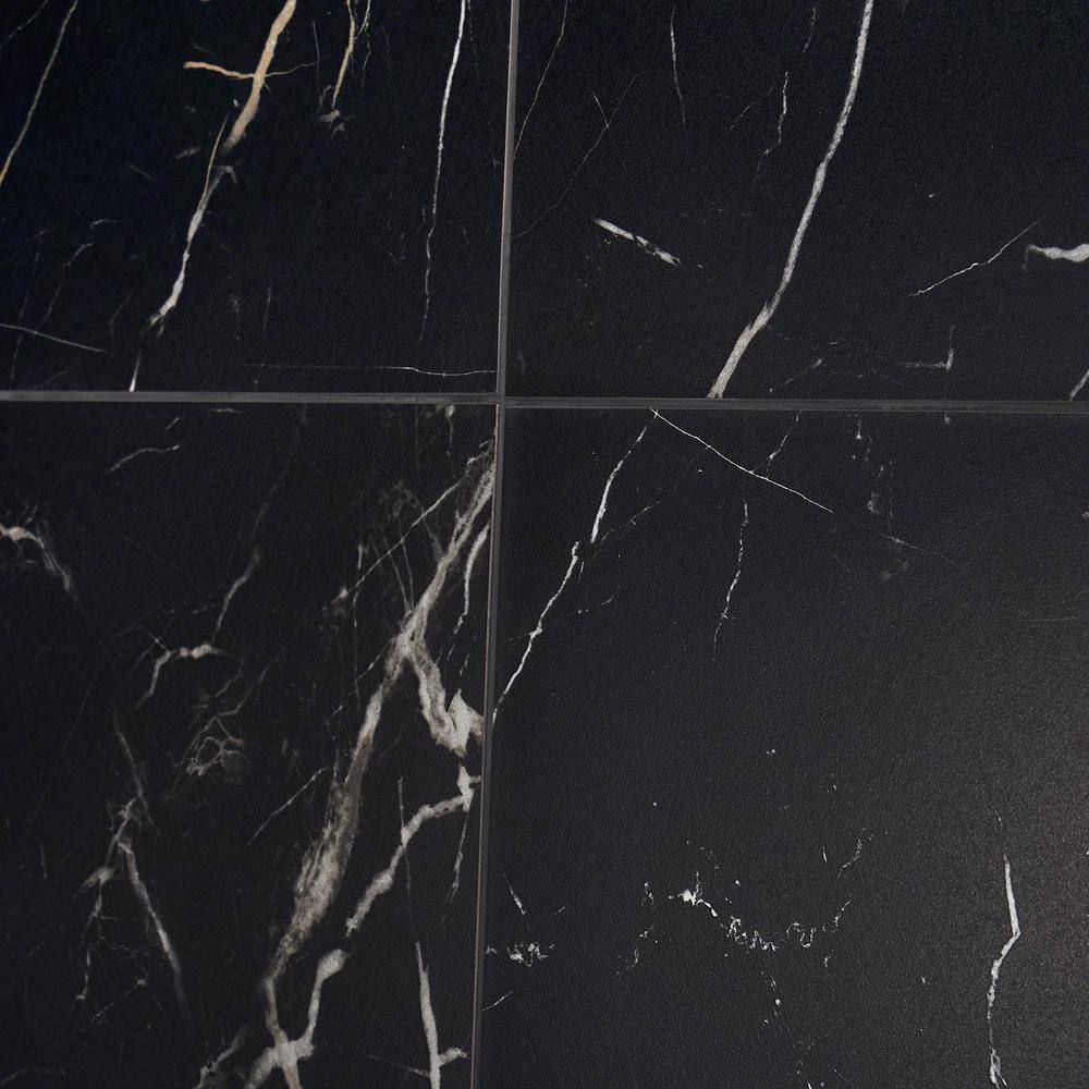 Ivy Hill Tile Marmo Black 11.81 in. x 23.62 in. Matte Marble Look Porcelain Floor and Wall Tile (11.62 sq. ft.Case) EXT3RD101687