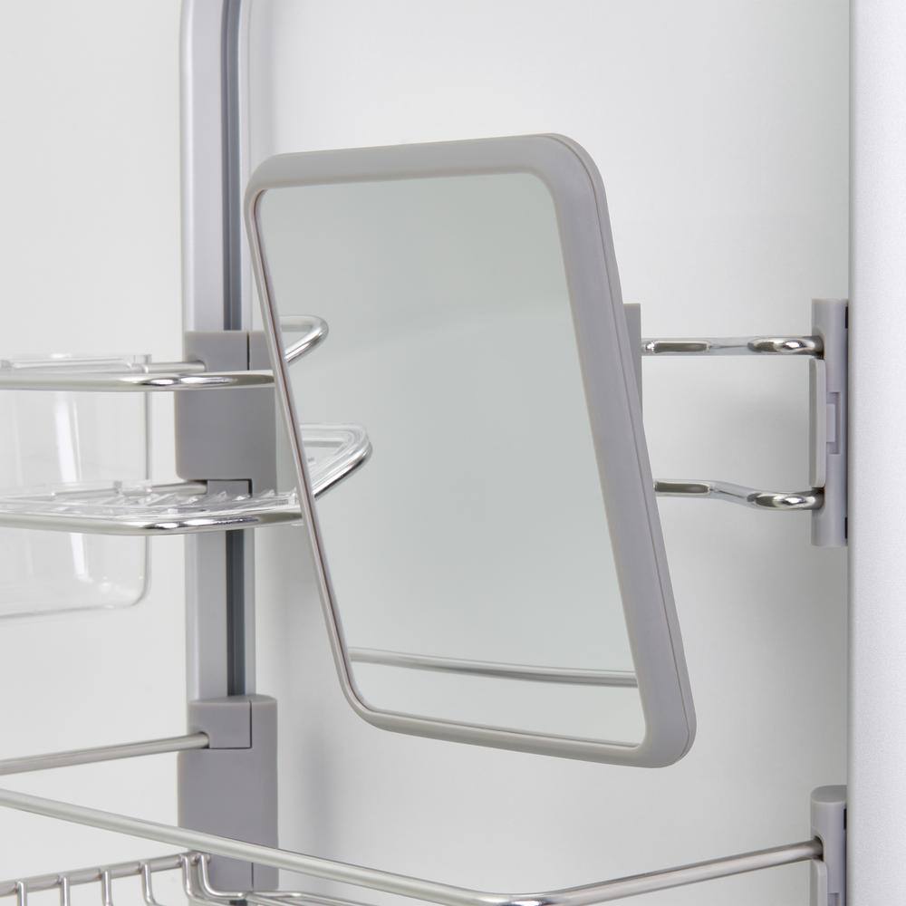 Artika Adjustable Over-The-Shower HeadDoor Caddy with Mirror in Aluminum and Stainless Steel CADG2-HD2