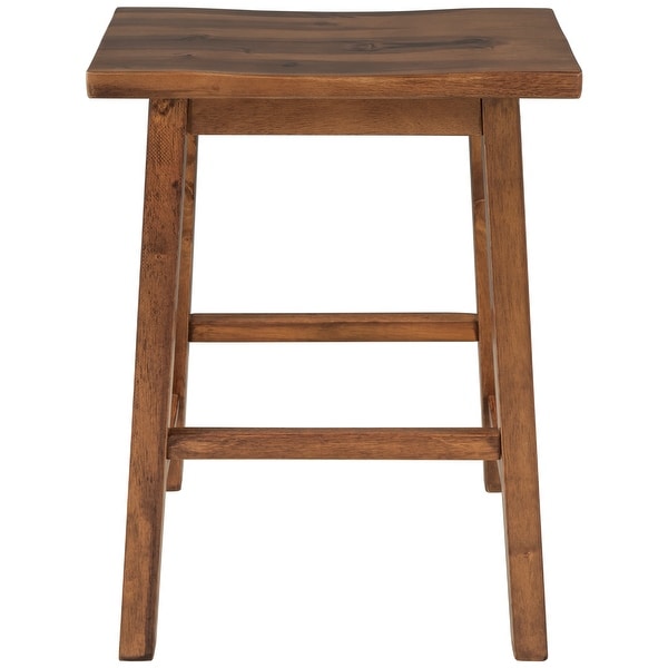 2 Piece Farmhouse Rustic Counter Height Wood Kitchen Dining Stools for Small Places， Walnut