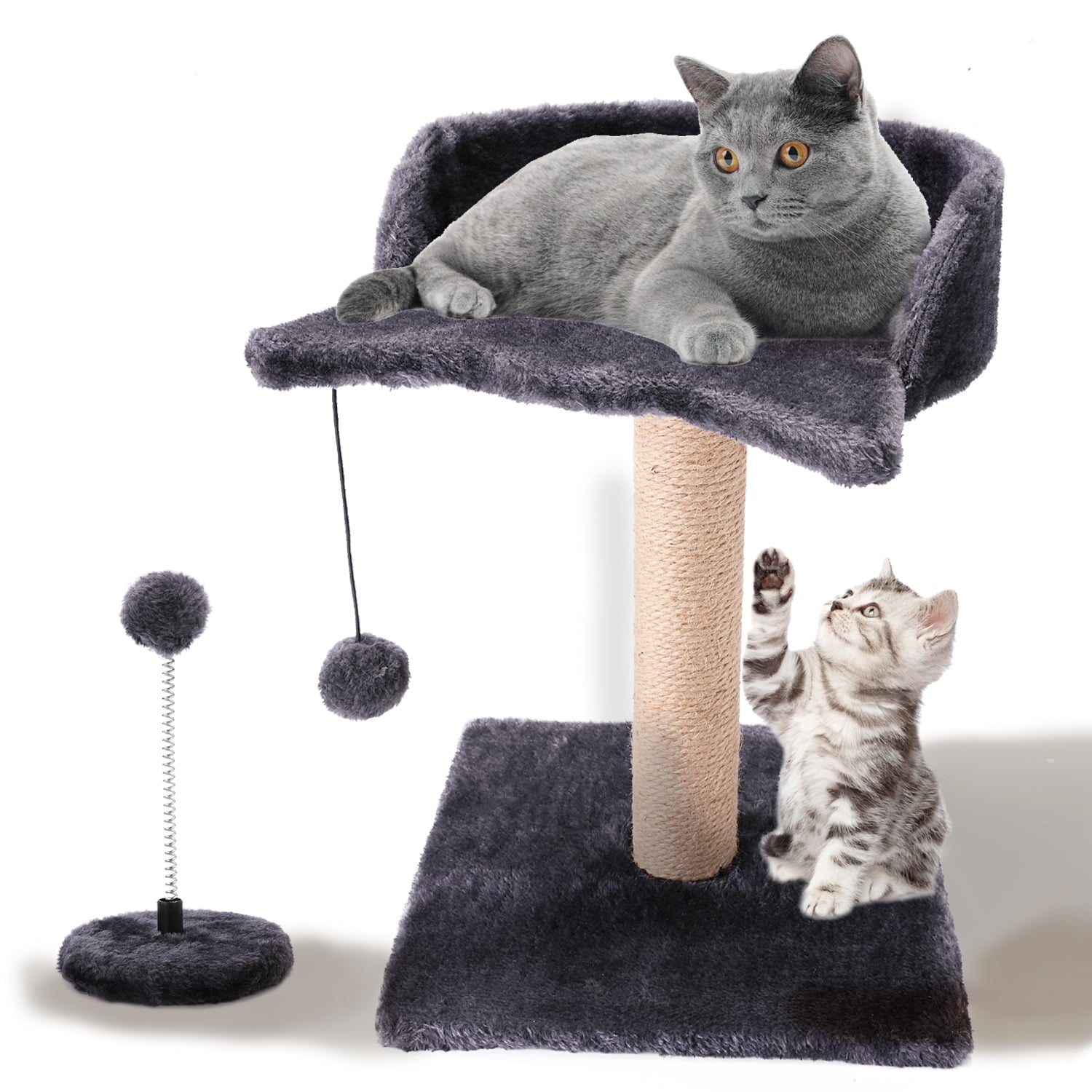 PinkSheep Cat Scratching Post with Perch， Sisal Cat Tree Scratcher Pole for Indoor Kitten