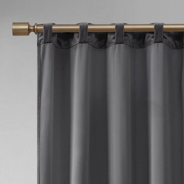 Set Of 2 Bryce Poly Velvet Room Darkening Curtain Panels