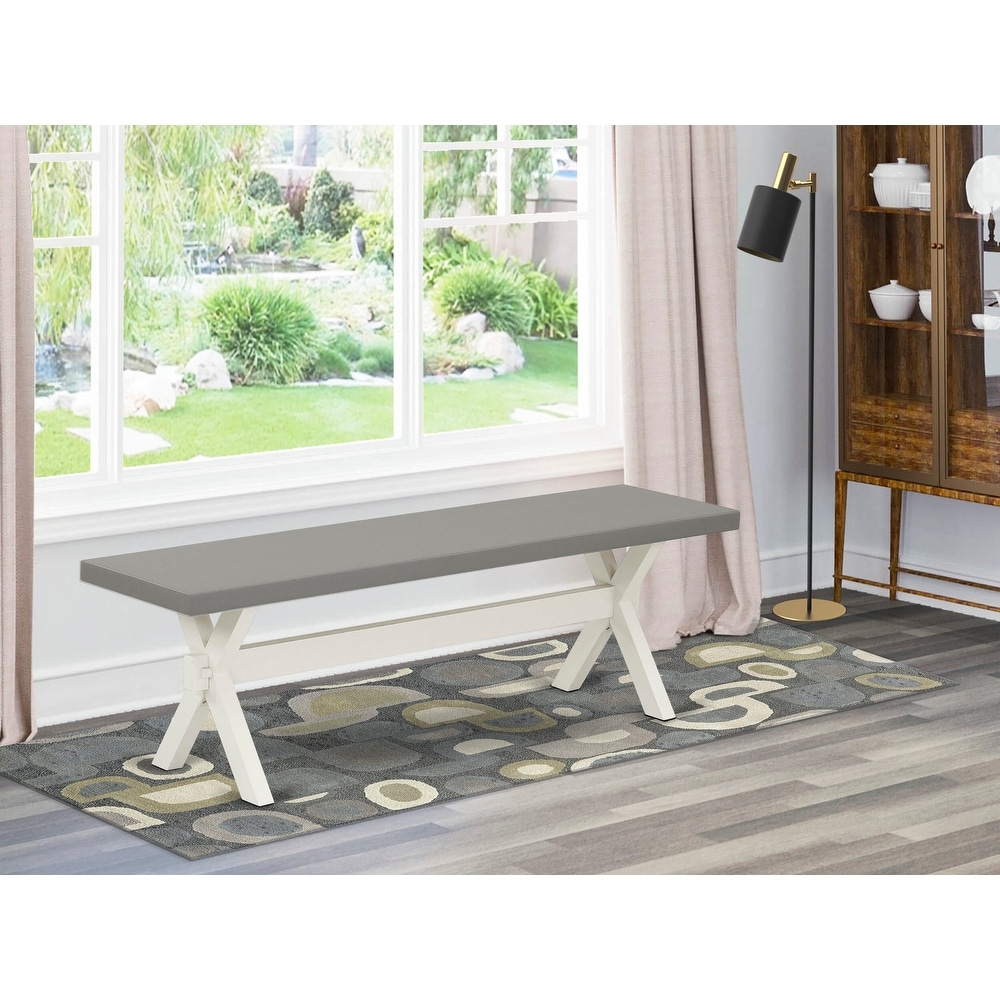 East West Furniture X Style Modern Dining Room Bench with Wooden Seat(Finish Options)